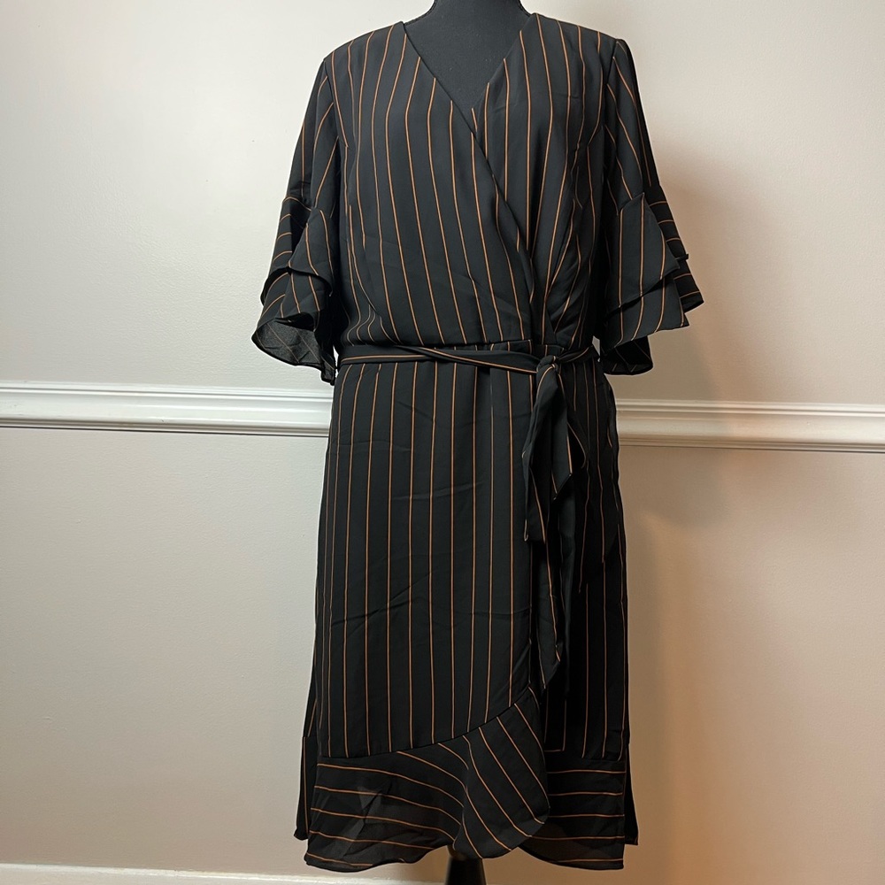 City Chic Striped Wrap Dress size S/16